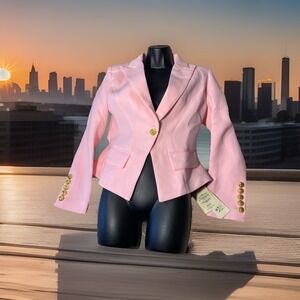 O'dressy pink Blazer Medium Light Big Gold Accent Buttons 75% Cotton